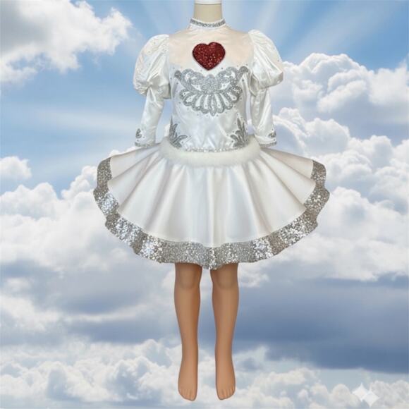 VTG Handmade Cupid Fairy Embellished Rhinestone Fur Top w/Wings Costume Girls XL - Picture 2 of 16